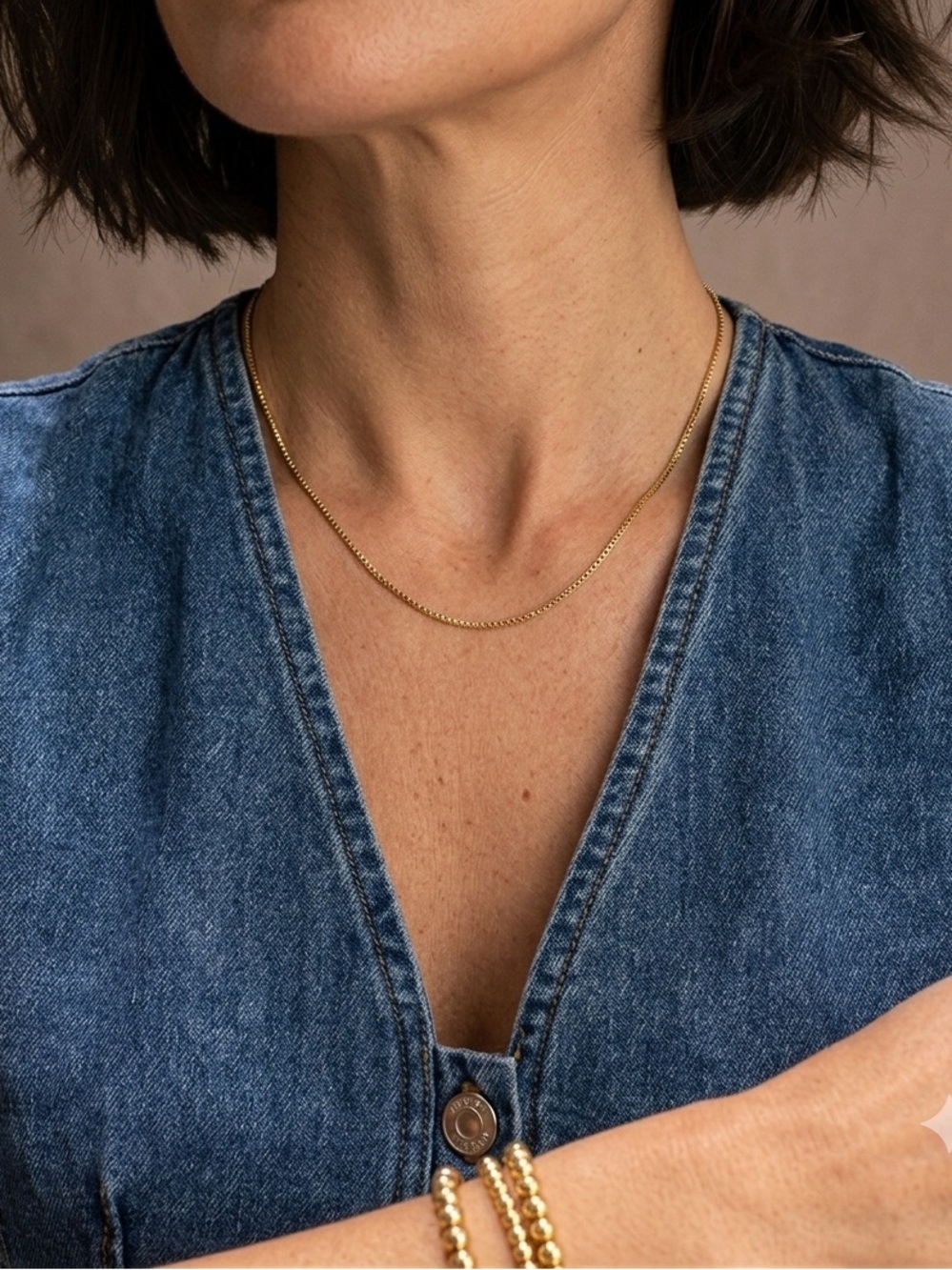 Box Chain Necklace Gold Plated